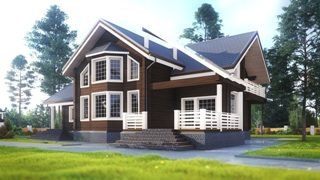 Строительство дома из клееного бруса с эркером в Екатеринбурге