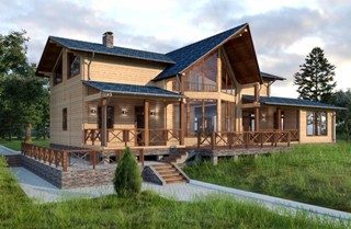 Строительство дома из клееного бруса с эркером в Екатеринбурге